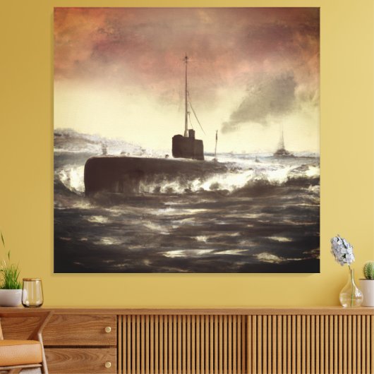 Ancient Submarine Canvas Afdruk (Insitu (Woonkamer))