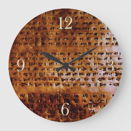 Ancient Sumerian Cuneiform Designer Clock Grote Klok (Voorkant)