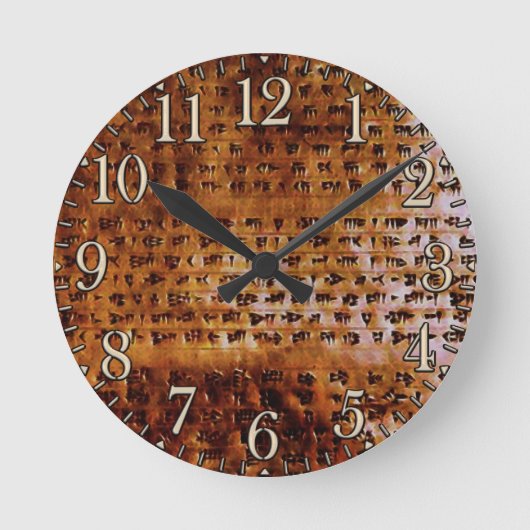 Ancient Sumerian Cuneiform Designer Clock Ronde Klok (Voorkant)