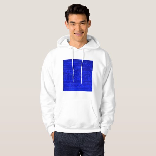 Ancient Sumerian Mesopotamian Pattern Blue Hoodie (Voorkant volledig)