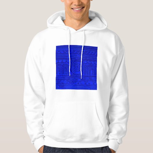 Ancient Sumerian Mesopotamian Pattern Blue Hoodie (Voorkant)