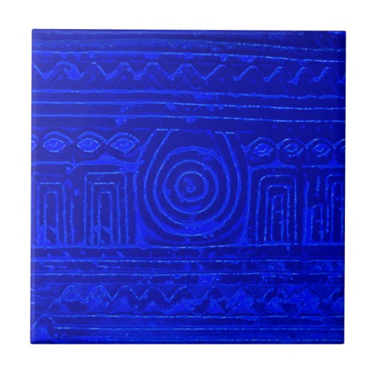 Ancient Sumerian Mesopotamian Pattern Blue Tegeltje (Voorkant)