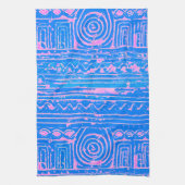 Ancient Sumerian Mesopotamian Pattern Blue Theedoek (Verticaal)