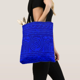 Ancient Sumerian Mesopotamian Pattern Blue Tote Bag