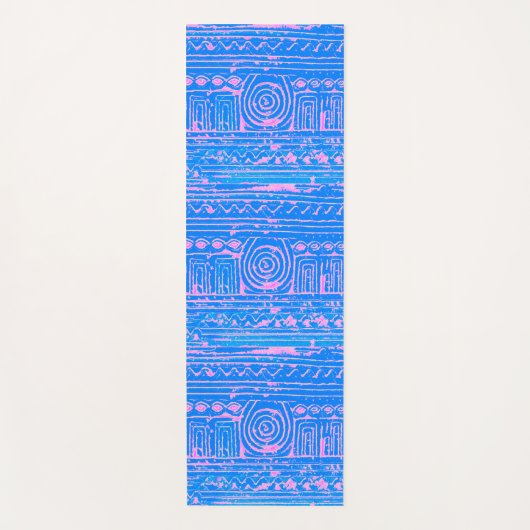 Ancient Sumerian Mesopotamian Pattern Blue Yogamat (Voorkant)