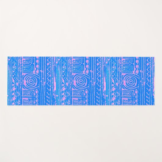 Ancient Sumerian Mesopotamian Pattern Blue Yogamat (Voorkant (horizontaal))