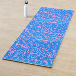Ancient Sumerian Mesopotamian Pattern Blue Yogamat