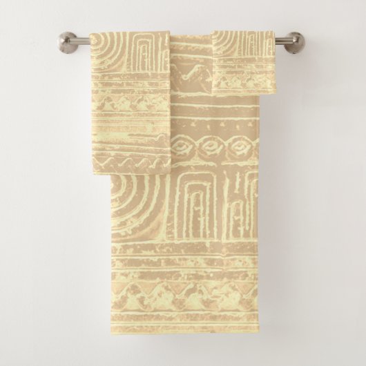 Ancient Sumerian Mesopotamian Pattern Cream Bad Handdoek (Insitu)