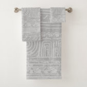 Ancient Sumerian Mesopotamian Pattern Grey Bad Handdoek (Insitu)
