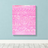 Ancient Sumerian Mesopotamian Pattern roze Canvas Afdruk (Insitu (Houten vloer))