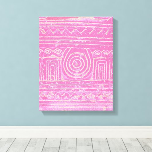 Ancient Sumerian Mesopotamian Pattern roze Canvas Afdruk (Insitu (Houten vloer))