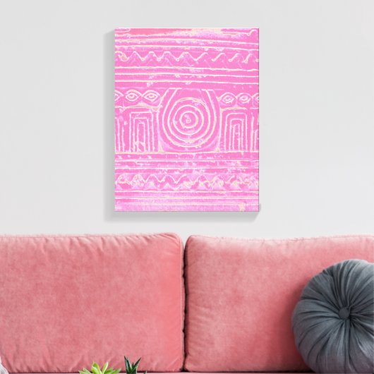 Ancient Sumerian Mesopotamian Pattern roze Canvas Afdruk (Insitu (Woonkamer))