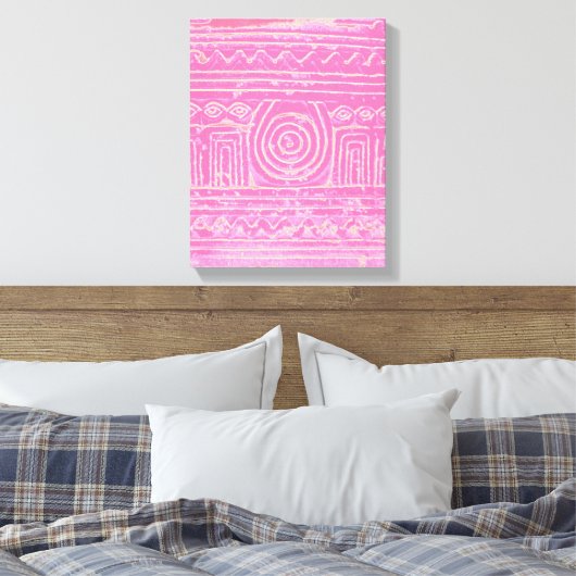 Ancient Sumerian Mesopotamian Pattern roze Canvas Afdruk (Insitu (Slaapkamer))