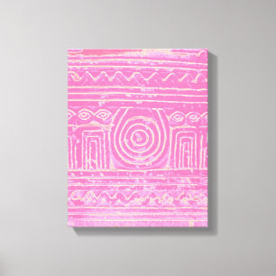 Ancient Sumerian Mesopotamian Pattern roze Canvas Afdruk