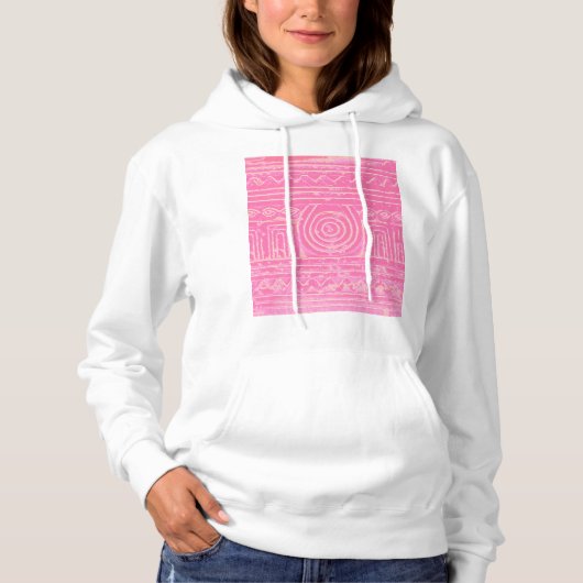 Ancient Sumerian Mesopotamian Pattern roze Hoodie (Voorkant)