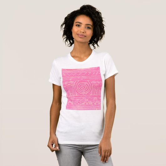 Ancient Sumerian Mesopotamian Pattern roze T-shirt (Voorkant volledig)