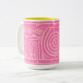 Ancient Sumerian Mesopotamian Pattern roze Tweekleurige Koffiemok (Voorkant links)