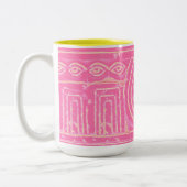 Ancient Sumerian Mesopotamian Pattern roze Tweekleurige Koffiemok (Links)