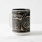 Ancient Sumerian Mesopotamian Pattern Tweekleurige Koffiemok (Voorkant links)