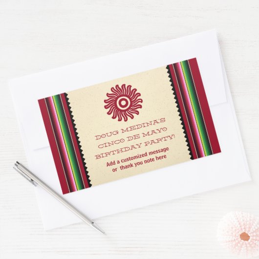 Ancient Sun Mexicaanse Serape Rechthoekige Sticker (Envelop)