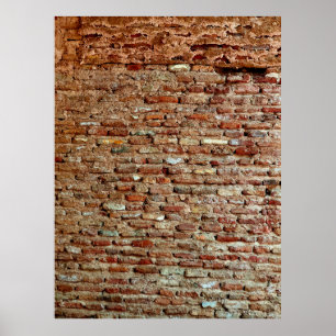 Ancient Textured Brick Wall van Lal Killa Indiaage Poster