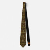 Ancient Tribal Zwart Sinaasappel Patroon Stropdas (Voorkant)