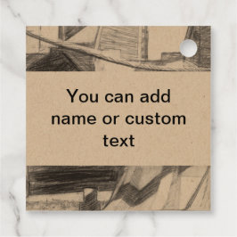 Ancient voetbridge pencilart Monochrome Bedankjes Labels