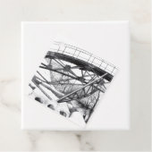 Ancient voetbridge pencilart Monochrome Bedankjes Labels (In situ)