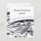 Ancient voetbridge pencilart Monochrome Bedankkaart (Voorkant / Achterkant)