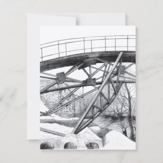 Ancient voetbridge pencilart Monochrome Bedankkaart (Achterkant)