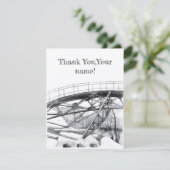 Ancient voetbridge pencilart Monochrome Bedankkaart (Staand voorkant)