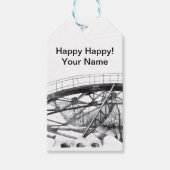 Ancient voetbridge pencilart Monochrome Cadeaulabel (Voorkant)