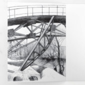 Ancient voetbridge pencilart Monochrome Drieluik Kaart (Binnenzijde eerst)