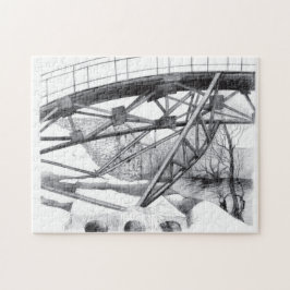 Ancient voetbridge pencilart Monochrome Legpuzzel