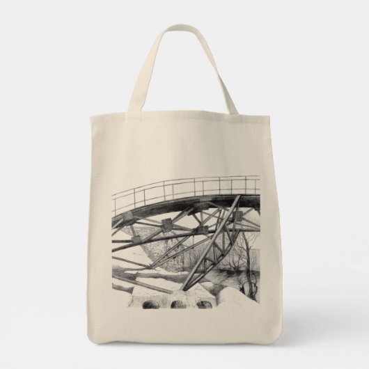 Ancient voetbridge pencilart Monochrome Tote Bag (Achterkant)