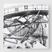 Ancient voetbridge pencilart Monochrome Vierkante Klok (Voorkant)