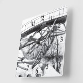 Ancient voetbridge pencilart Monochrome Vierkante Klok (Hoek)