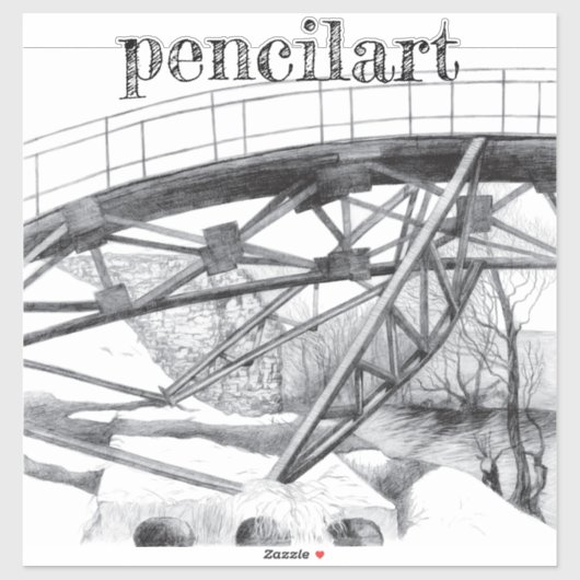 Ancient voetbrugpencilart sticker (Vel)