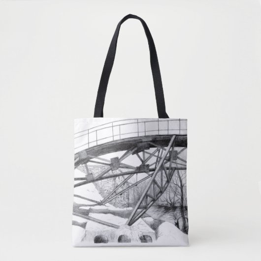 Ancient voetbrugpencilart tote bag (Voorkant)