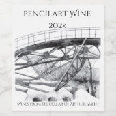 Ancient voetbrugpencilart wijn etiket (Enkel label)