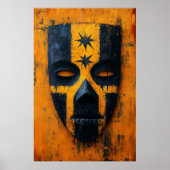 Ancient Warrior Mask beroemd gemaakt door Meso-Ame Poster (Voorkant)