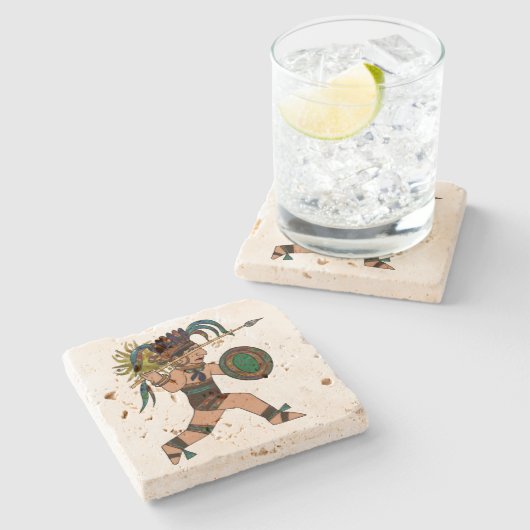 Ancient Warrior Native American Stenen Onderzetter (Zijkant)