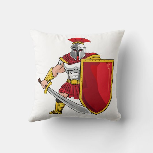 Ancient warrior with sword and shield in helmet an kussen (Achterkant)