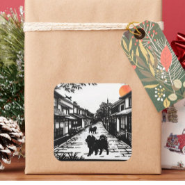 Ancient WHISPERS Chow Vierkante Sticker