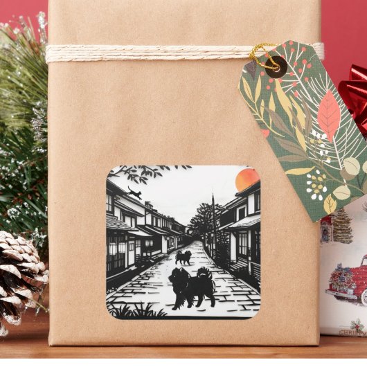 Ancient WHISPERS Chow Vierkante Sticker