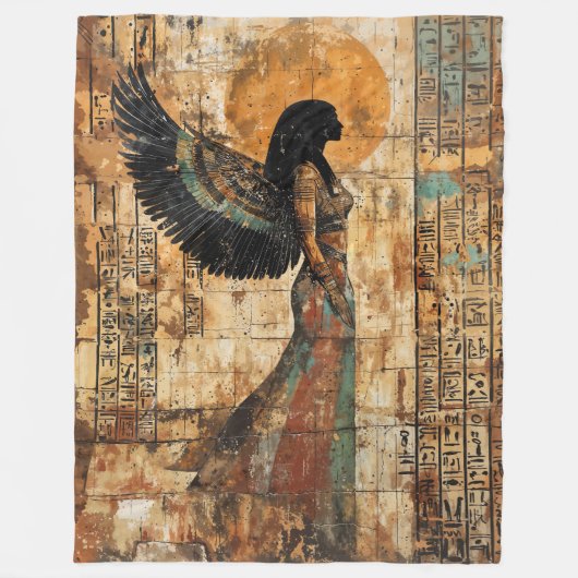 Ancient Winged Egyptian Goddess Fleece Deken (Voorkant)
