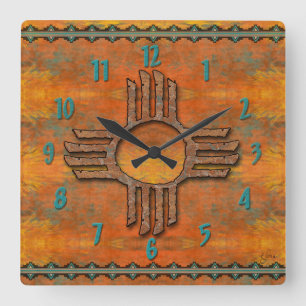 Ancient Zia Vierkante Klok