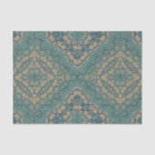 Anciënte Damask Boho Blauwgroen en beige Tissuepapier (Voorkant)