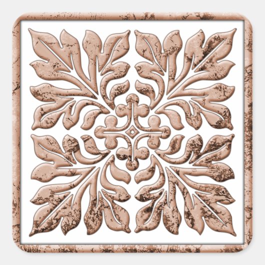 Anciënte engelse tegels koelen bruin vierkante sticker (Voorkant)