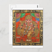 ANCIENTE GANESH HAND PAINTINTINING BRIEFKAART (Voorkant / Achterkant)